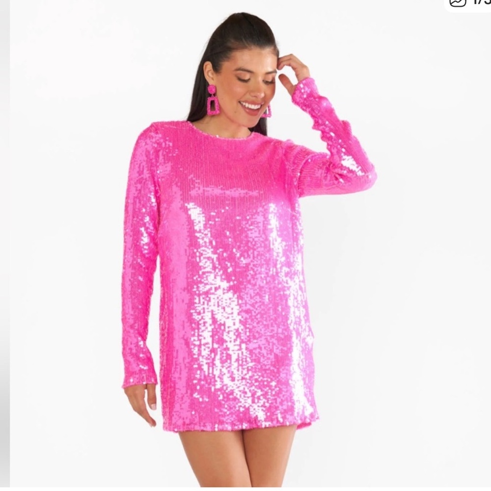 Show me your mumu Pink Sequin Long Sleeve Dress - Picture 3 of 5